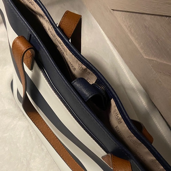 Michael Kors Blue and White Striped Tote - Picture 7 of 7